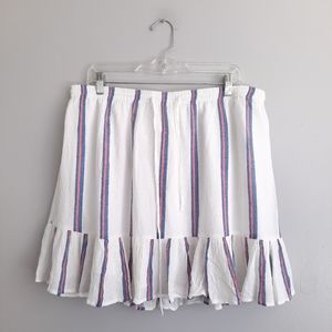 Gap White, Red, & Blue Striped Ruffle Hem Mini Skirt
